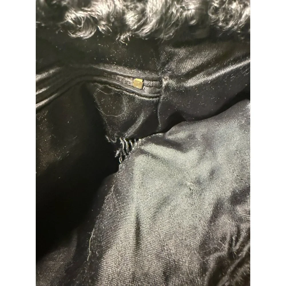 Antique 1920's Curly Black Wool Hand Muff Purse Clutch - Picture 3 of 14